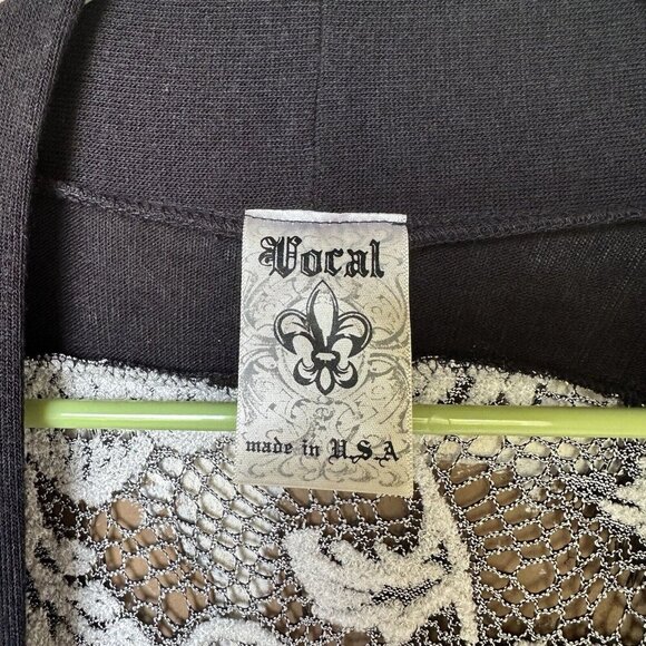Vocal Cardigan Women's M Black‎ Embroidered Lace Embellished Open Front New - Picture 5 of 9